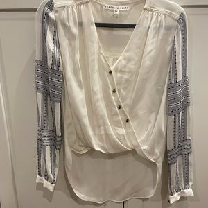 Veronica Beard Blouse. stitch detail on sleeves.
